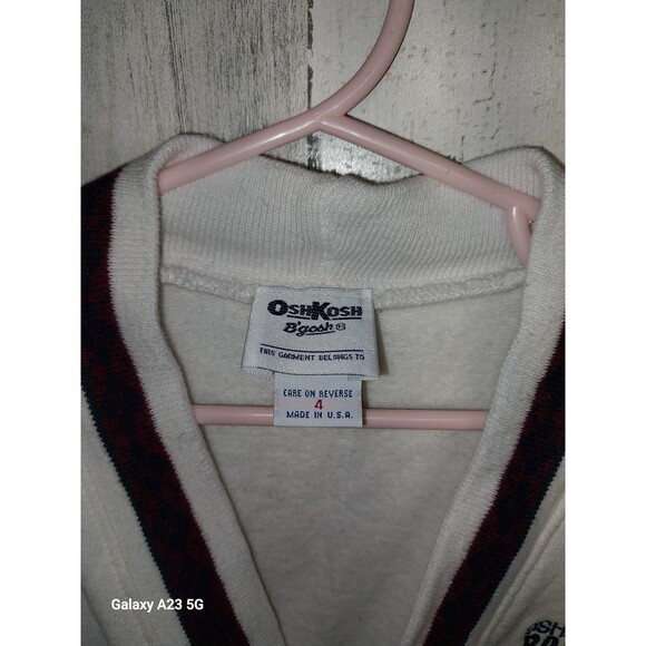 Vintage Oshkosh Racer Embroidered Airplane Cardigan Sweatshirt Size 4 Boys - Picture 3 of 5